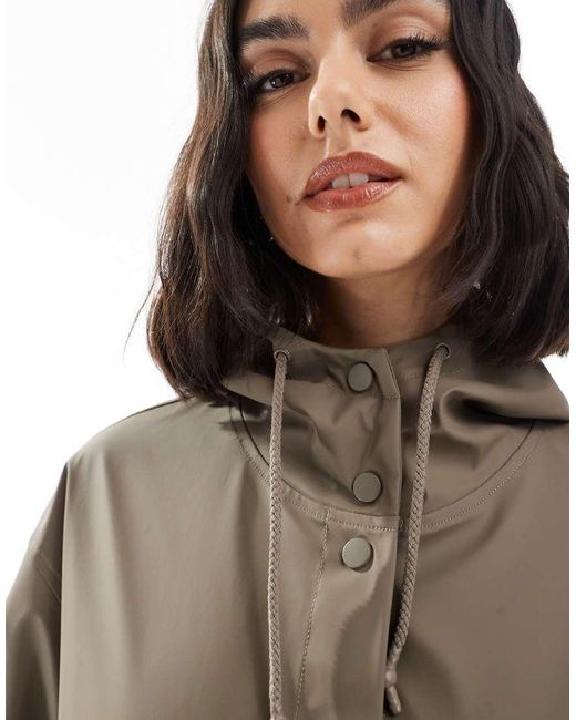 ASOS Natural Dolphin Hem Rubberised Rain Parka Coat