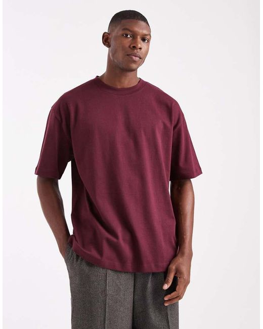 Camiseta Burdeos Extragrande De Tejido Grueso De -Rojo ASOS de hombre de color Red