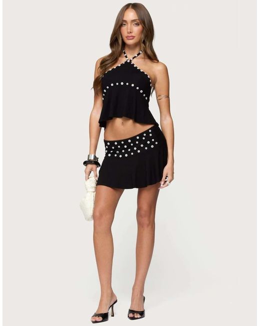 Edikted Black Kayce Button Halter Top