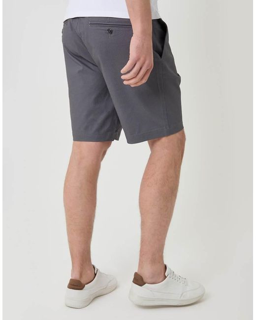 Threadbare Gray Patterned Stretch Chino Shorts With Belt for men