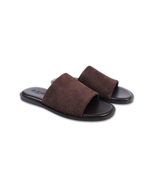 OFF THE HOOK Brown Jayne Suede Leather Slider Sandals