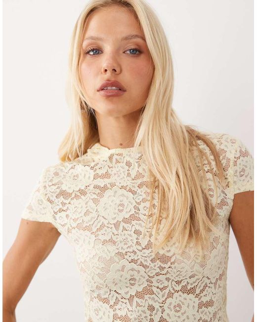 Motel White Axelle Hooded Lace Top
