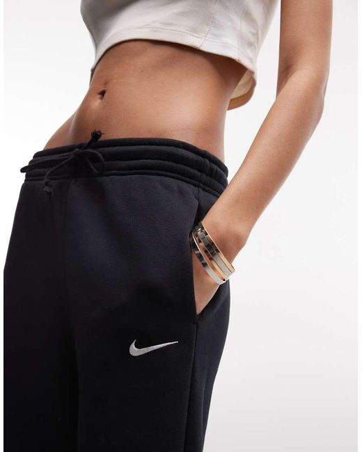 Nike Black Phoenix Fleece High Waisted Wide Leg joggers