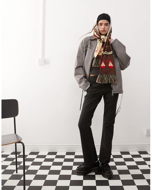 Collusion White Low Rise Pinstripe Kick Flare Trousers