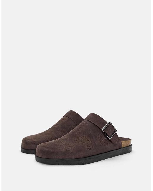 Pull&Bear – leder-clogs in Brown für Herren