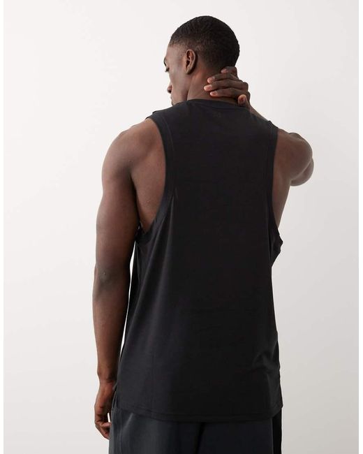 4505 Black Performance Dropped Armholes Quick Dry Jersey Training Tank Top for men