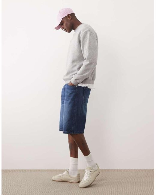 ASOS Blue Loose Denim Jorts for men