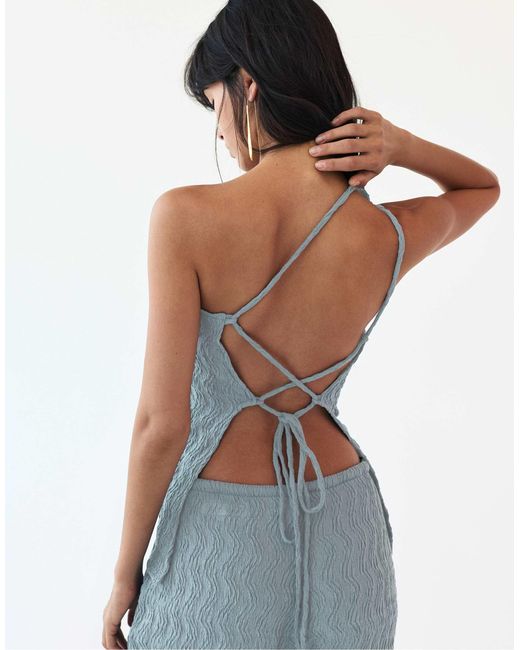 Pull&Bear Blue – strukturiertes, asymmetrisches oberteil