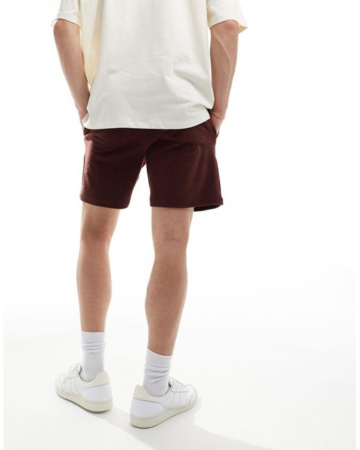 ASOS – slim fit frottee-shorts in Brown für Herren