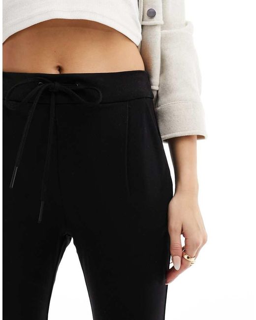 Vero Moda Black Jersey Tie Waist Tapered Trousers