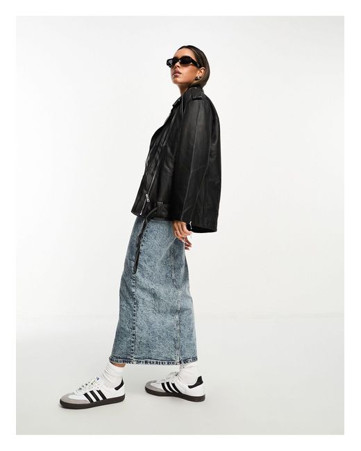 ASOS Premium Real Leather Clean Biker Jacket in Black Lyst