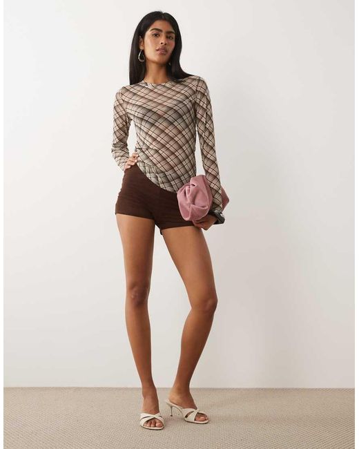 ASOS Brown Sheer Mesh Mini Shorts
