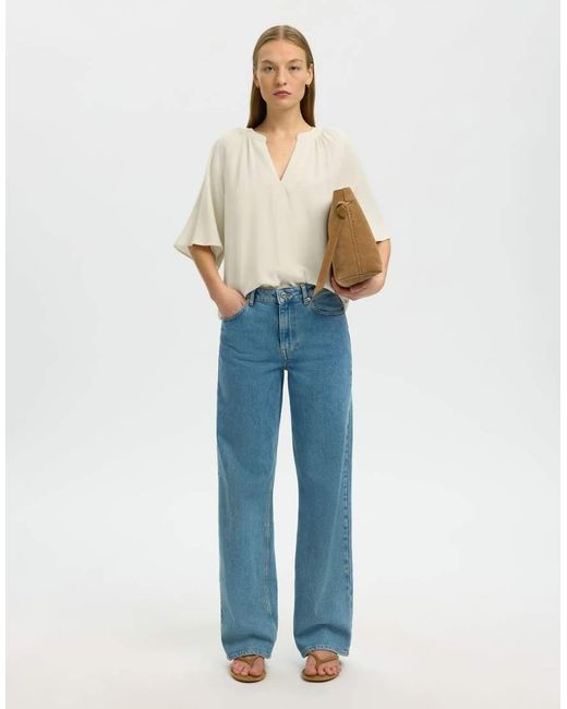 SELECTED Natural V-Neck Blouse