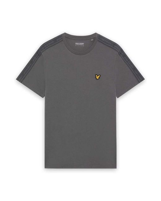 Lyle & Scott Gray Ss T-Shirts Jacquard Tape T-Shirt for men