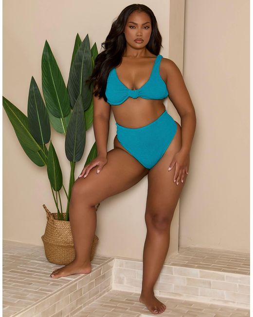 Moda Minx Blue Curve Scrunch Brazilian Bikini Bottom