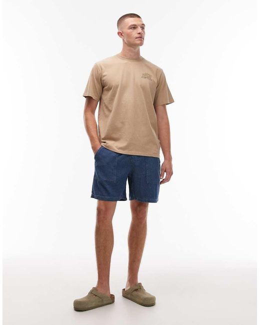 Rhythm Blue Textured Relaxed Shorts for men