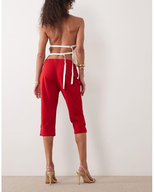 ASOS Red Capri Pants With Side Slit