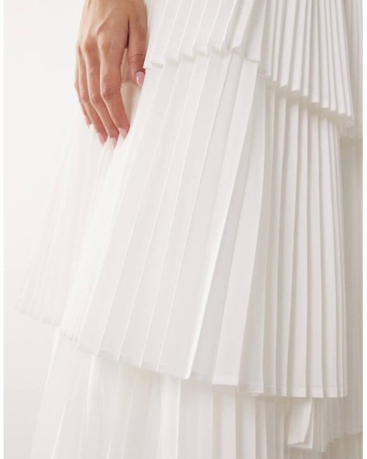ARRANGE White Tiered Pleated Maxi Skirt