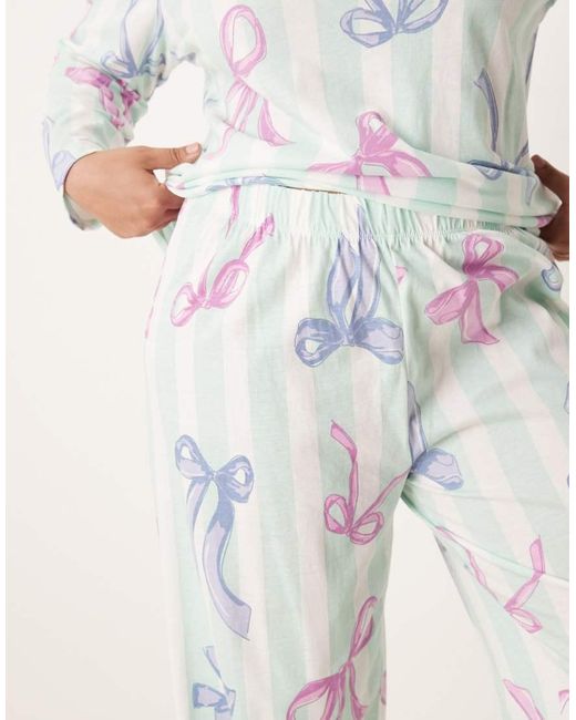 ASOS White Asos Design Curve Long Sleeve Top & Pants Pajama Set
