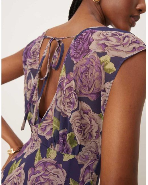 ASOS Pink V-neck Floral Ombre Print Maxi Dress