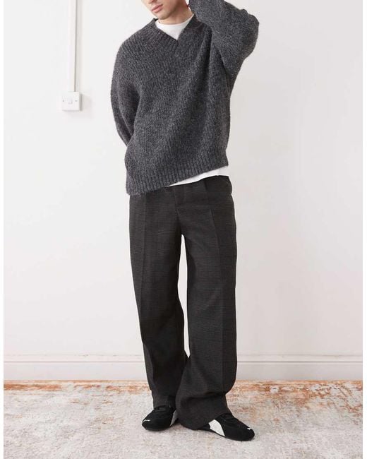 Weekday Black Uno Loose Fit Tailored Trousers for men