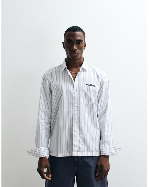 Hollister White Long Sleeve Poplin Shirt for men