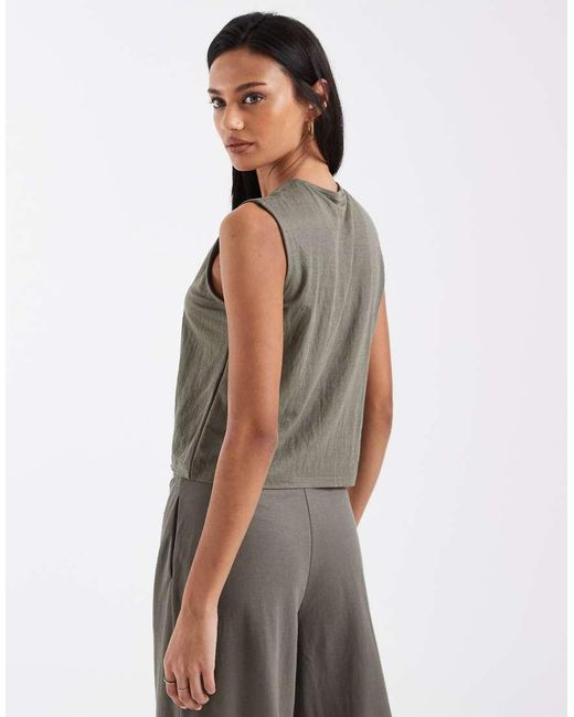 ONLY Gray Tie Front Sleeveless Top Co-Ord