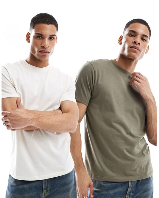 ASOS – 2er-pack basic-t-shirts in Gray für Herren