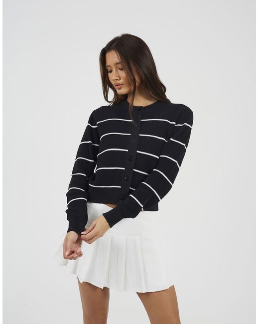 Brave Soul Blue Striped Fisherman Knit Cardigan