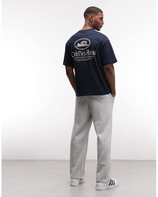 ASOS Blue Oversized T-shirt With Embroidery And Chateaux Graphic for men