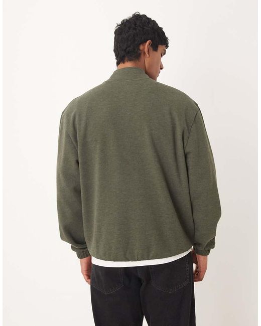 Felpa Comoda Con Zip Corta E Tasca Mélange di ASOS in Green da Uomo