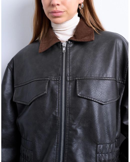 TOPSHOP Gray – pu-jacke