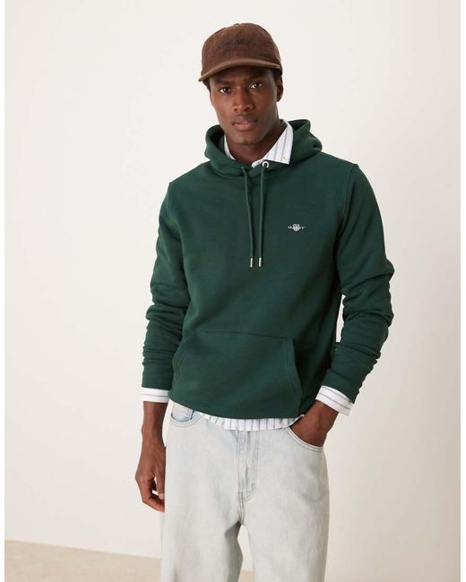 Sudadera Verde Oscuro Con Capucha Y Logo De Escudo De Gant de hombre de color Green