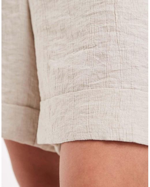 Pieces Natural Longline Tailored Linen-look Shorts Co-ord