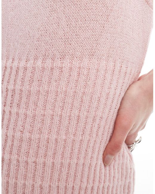 Collusion Pink Shirred Knitted Dress