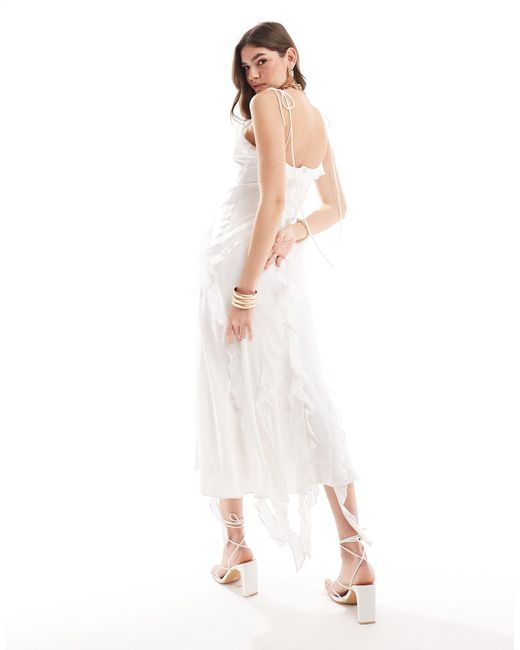 Bardot White Cami Maxi Dress With Ruffle Details