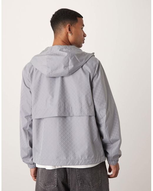 Calvin Klein Gray All Over Print Nylon Windbreaker Jacket for men