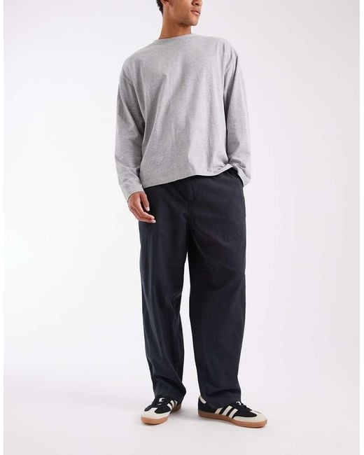 Jack & Jones Gray Smart Linen Mix Pants for men