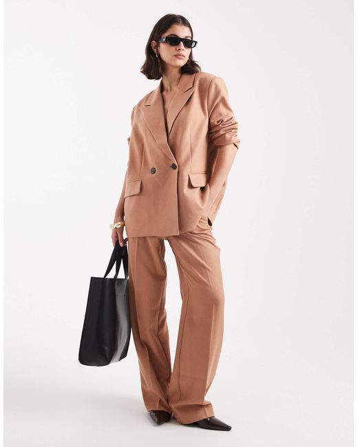 Vero Moda Natural Double Breasted Herringbone Co-Ord Blazer