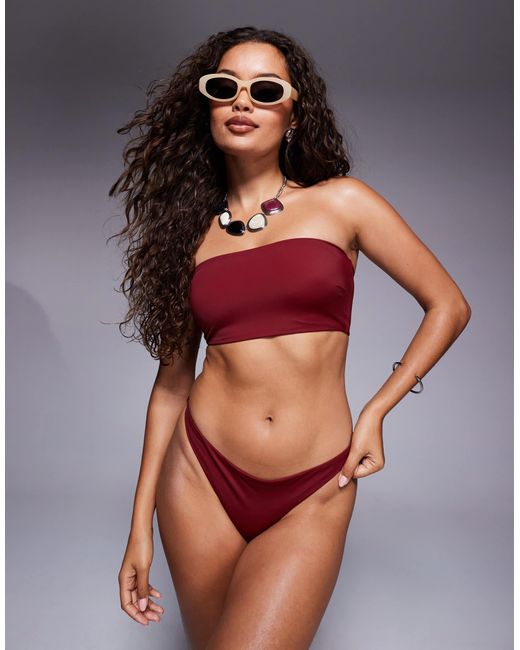 ASOS Red Maya Mix And Match High Leg Thong Bikini Bottom