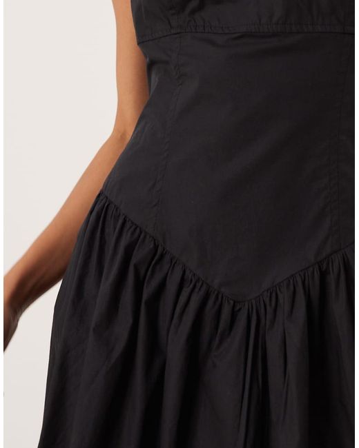 Pimkie Black Square Halter Neck Drop Pleat Waist Cotton Mini Dress