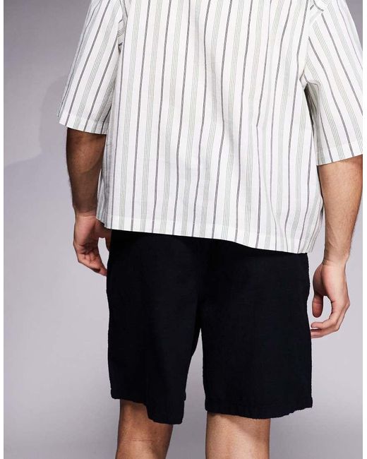 Pantalones Cortos Negros De Tejido Texturizado De ADPT de hombre de color Blue