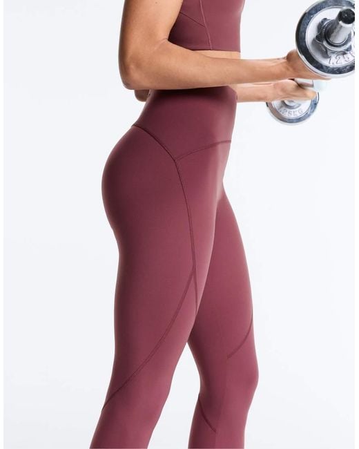 Oysho Red Basic Compressive Ankle-Length Leggings