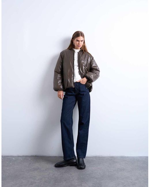 TOPSHOP Multicolor High Shine Padded Bomber Jacket