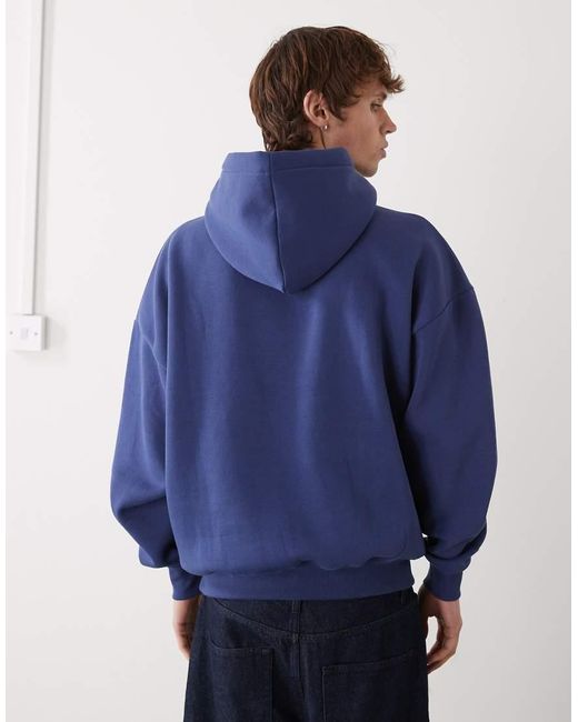 Felpa Oversize Squadrata Con Cappuccio E Logo Legacy di Prohibited in Blue da Uomo