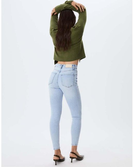 Stradivarius Blue D09 Skinny Super High-waist Jeans