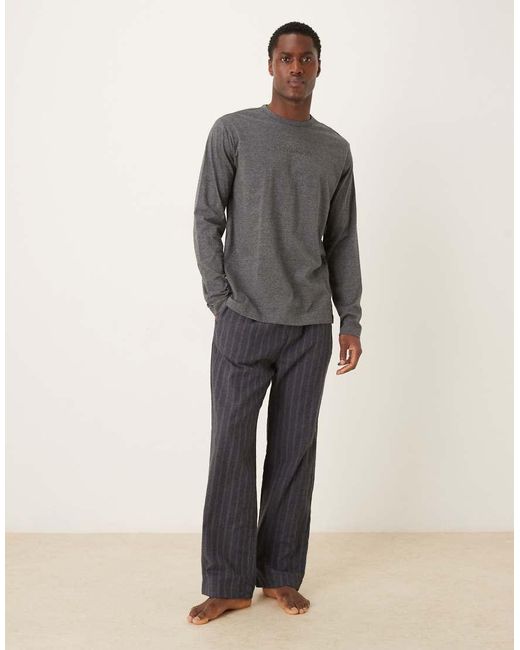 Calvin Klein Gray Long Sleeve Top And Trousers Pyjama Set for men