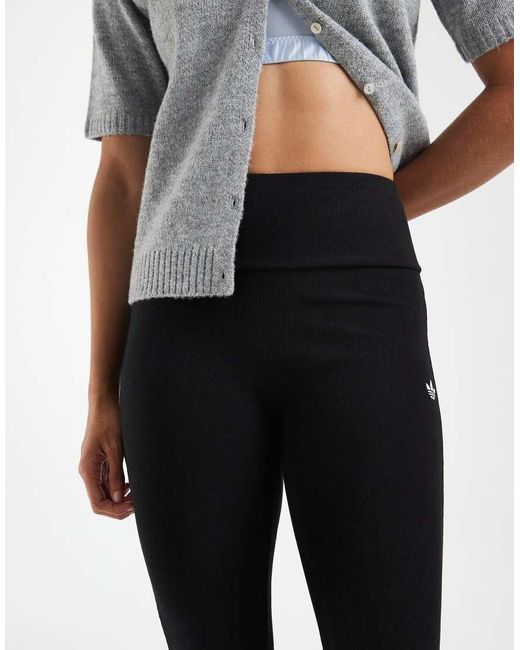 Adidas Originals White Essentials Rib Flared Leggings