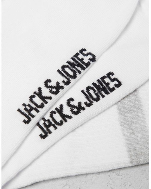 Jack & Jones White 3 Pack Striped Tennis Socks Grey & for men