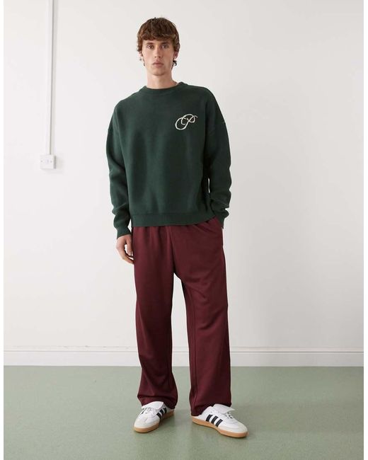 Joggers De Corte Suelto Con Cordón Ajustable Y Rayas En Contraste De -Rojo Prohibited de hombre de color Red